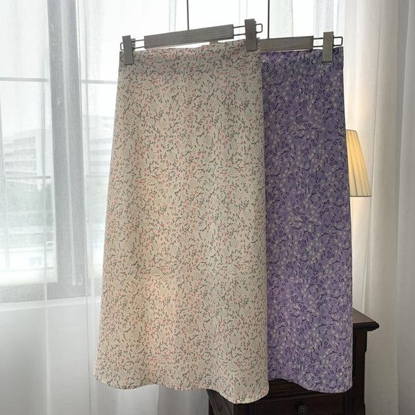 

skirts korean style a line loose skirt women casual high waist streetwear basic chic bottom floral printed vintage harajuku long, Black