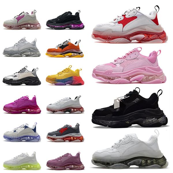 

triple s casual shoes men women all black cool grey bred old day italy 17fw designer sneaker boy girl's rose pink orange crystal shoe s