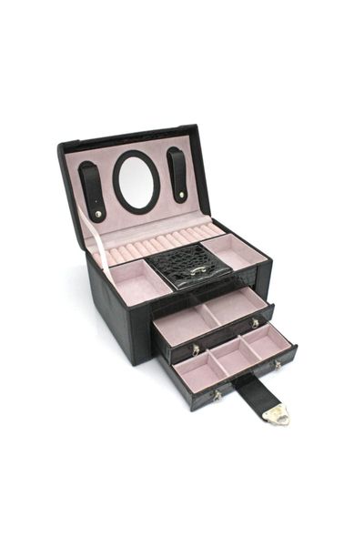 

black belted leather patterned jewelry bag Ã§-524-042-s bath accessory set