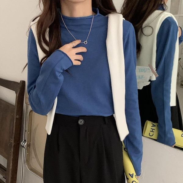 

women's sweaters spring autumn slim-fit solid color bottoming sweater pullover long-sleeved turtleneck soft jumper, White;black