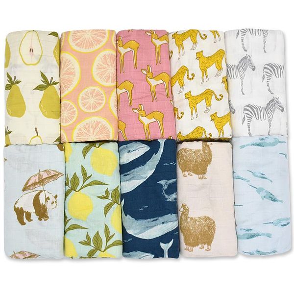 

muslin baby cotton bamboo fiber 2-layer gauze born swaddling blanket blankets stroller cover diaper 120*120cm