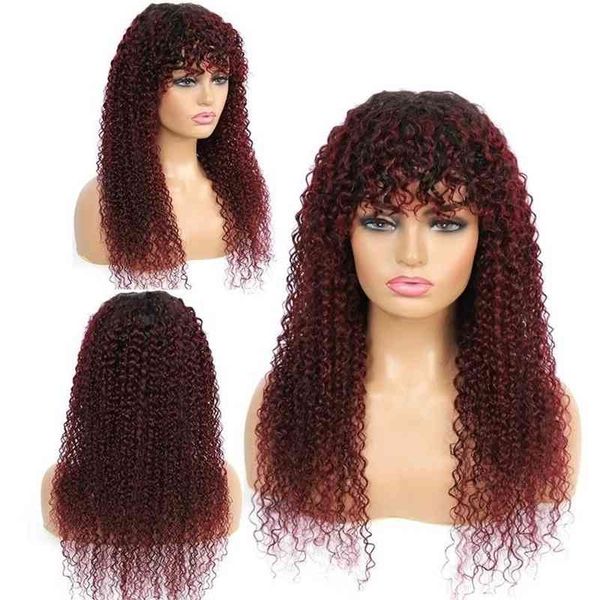 

long wig net female red with small hair lovely natural wool curly air bangs, Black