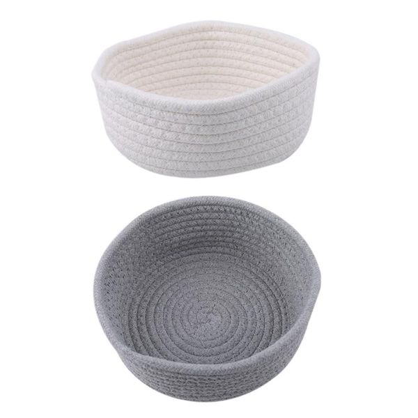 

storage baskets simple cotton rope art desksundries basket creative fruit dessert organizer barrel serving crafted tray platter