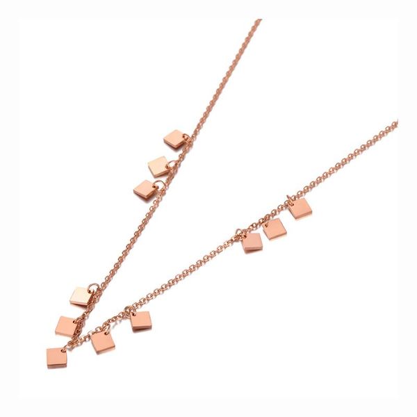

chokers trendy bohemia titanium stainless steel geometric square charm choker necklace beach pendant for women n20103, Golden;silver