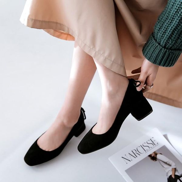 

dress shoes big size ladies high heels women woman pumps butterfly-tied pointed thick-heeled single shoe, Black