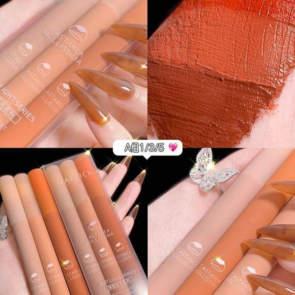 

3pcs/set velvet matte lip gloss orange pumpkin apperance long lasting waterproof whitening red brown liquid lipstick ac3151