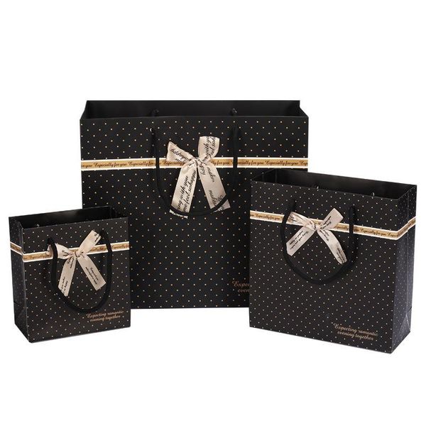 

gift wrap black spot bow 230g paperboard shopping bag wedding birthday party