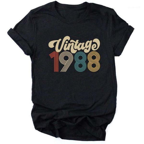 

women's t-shirt woman clothes o neck short sleeve aesthetic fashion tee vintage 1988 women t shirt 33rd birthday party, White