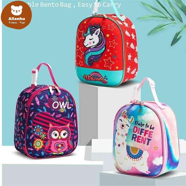 Bambini Studenti Cartone Animato Borsa Pranzo Isolata Ragazzi Ragazze Unicorno Dinosauro Spazio Calcio Stampa Lunch Pack Box Cibo Scuola Picnic Outdoor Oxford Borsa Tote wa