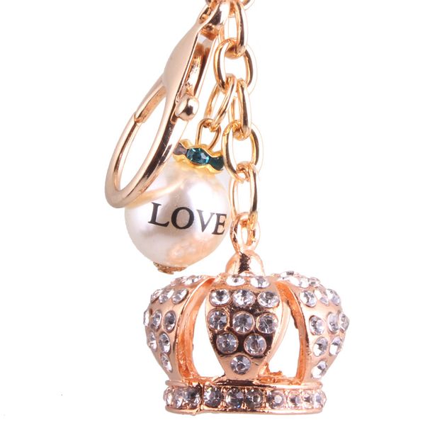 

souvenirs pendant crown pearl metal car key chain women's bag student gift