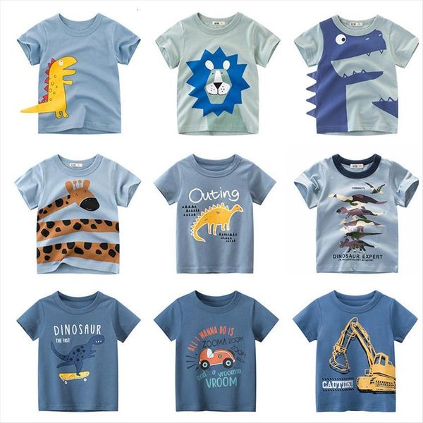 

baby boys t shirt cotton tees for boy cartoon dinosaur print kids outwear children clothes 2 8 year, Blue