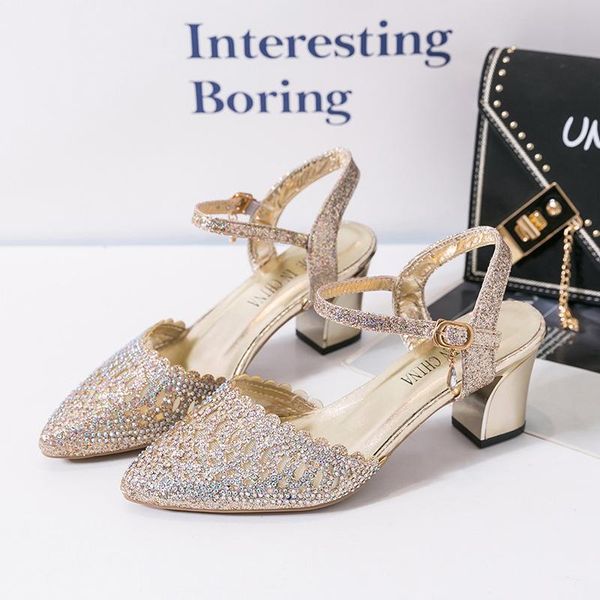 

crystal wedding shoes bride women pumps square heels ladies super high fashion party thin silver dress, Black