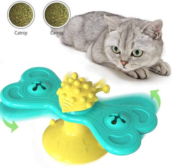 

cat toys windmill toy turntable teasing interactive puzzle training with catnip scratching tickle pet ball supplies