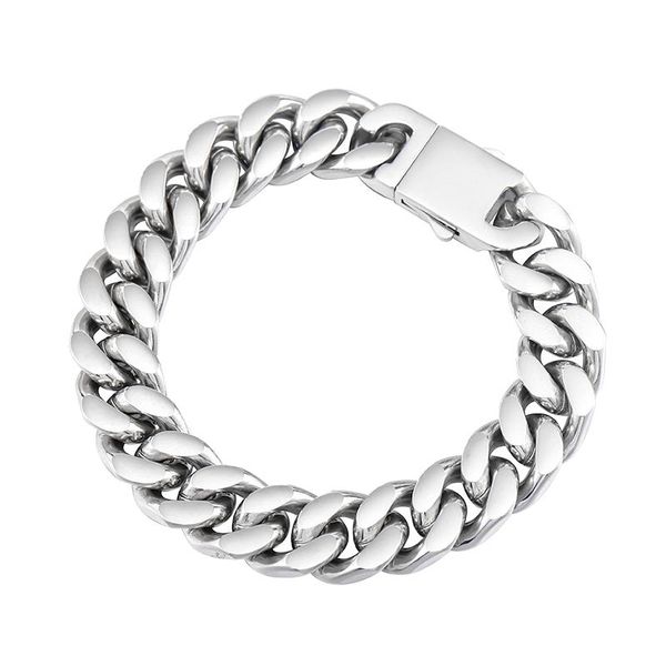 

link, chain retro fashionl bangles stainless steel jewelry ornamental charm minimalist spliced cuban bracelets, Black
