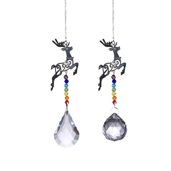

decorative objects & figurines 2pcs rainbow maker crystal suncatcher chakra for window curtain deer elk hanging pendant christmas gift home