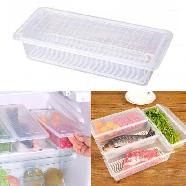 

fridge storage box er fresh containers removable drain plate tray fruits vegetables fish bottles & jars