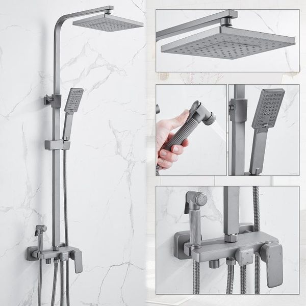 

bathroom shower sets grey faucet brass bath rain system mixer valve bidet spray bathtub square head