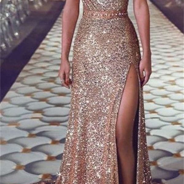 

dress one shoulder sleeveless gilded split skirt women s clothing, Black;gray