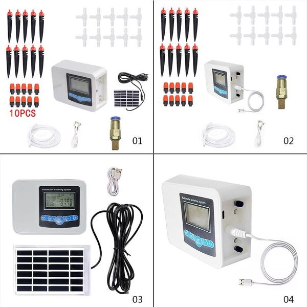 

watering equipments solar double pump sprinkler hose faucet water timer automatic smart garden yard lawn greenhouse drip irrigation