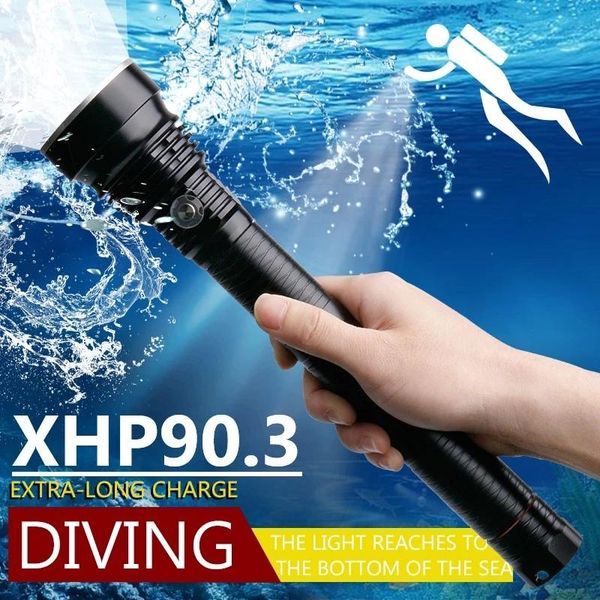 

flashlights torches super bright 500 diving xhp90 powerful underwater led torch light rechargeable ipx8 profession waterproof fla