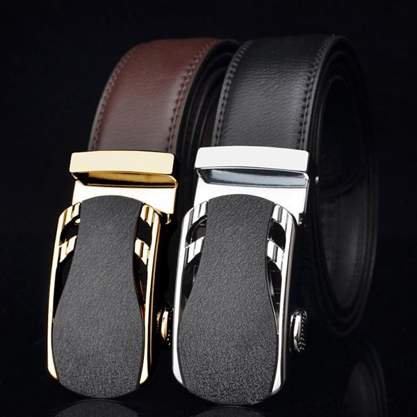 

belts sports car matte sand surface effect men's belt, genuine cowhide automatic buckle business casual pants belt, Black;brown