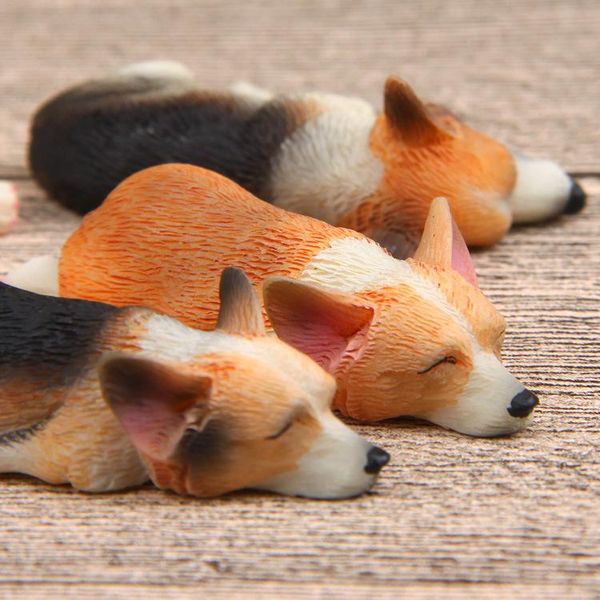 

decorative objects & figurines miniature sleeping keji dog refrigerator sticker fridge magnet kawaii cartoon diy home decor kitchen access