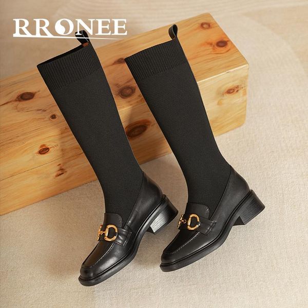 

boots winter 2021 stretch socks over the knee women, Black