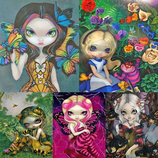 

diamond painting diy 5d mosaic resin big eyes girl full drill round kit rhinestone drawing for room decor