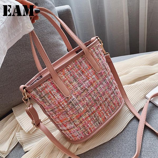 

evening bags [eam] hand bag female 2021 fashion small fresh plaid bucket korean version messenger handbag 18a6048
