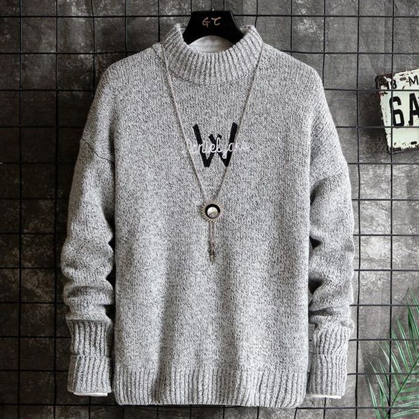 

men's sweaters sweater men 2021 winter casual o-neck pullover shirt slim fit long sleeve solid color knitted letter printing, White;black