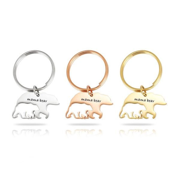

keychains stainless steel mama bear keychain, Silver