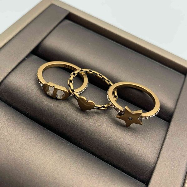 

ring d home / dijia cd letter love star simple fashion three piece, Silver
