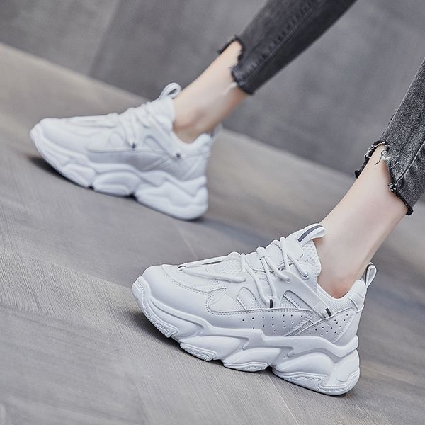 

2021 spring new womens casual shoes fashion light shoes breathable outdoor shoes non-slip outsole pure color increased 40, Beige