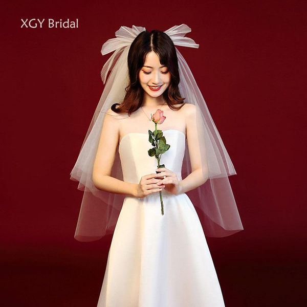 

bridal veils fashion veil bowknot multilayer simple spring white short edge rayon female accessory party wedding, Black