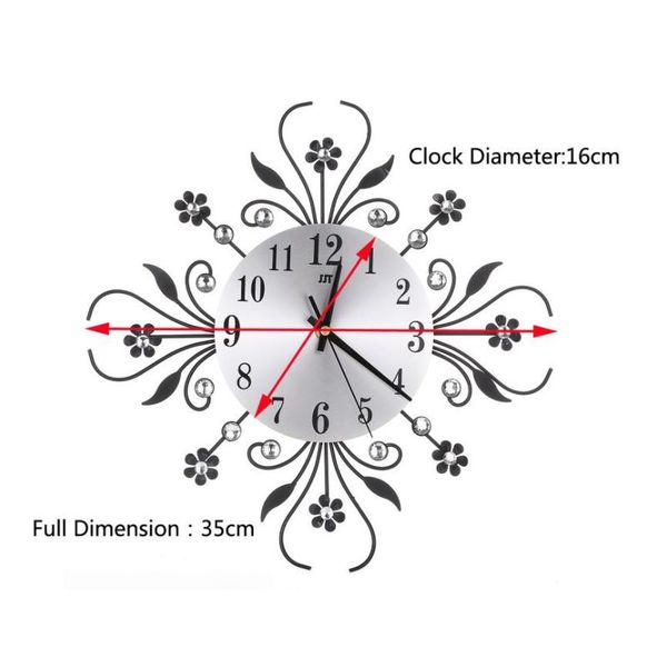 

wall clocks 3d clock diamonds non-ticking silent dazzling for home kitchen office diameter 35" august13