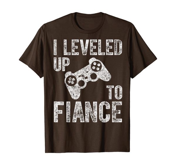 

i leveled up to fiance t-shirt funny video gamer gift shirt, White;black