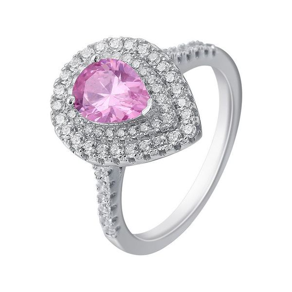 

wedding rings 925 sterling silver ring female drop-shaped rose gold carat pear-shaped simulation diamont micro-set proposal tl-226, Slivery;golden