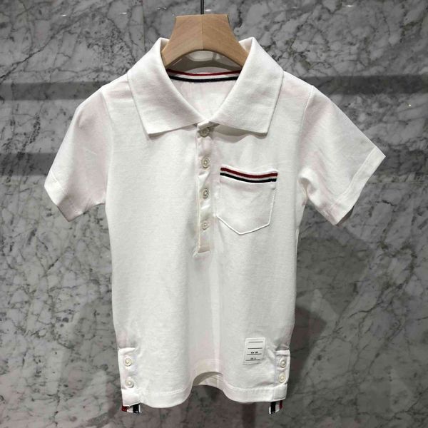 

high version 21ss summer new boys' and girls' pocket style cotton children's wear round neck short sleeve, White