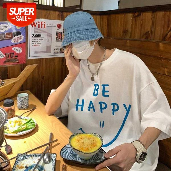 

short-sleeved shirt men's trendy loose casual letter printing five-point sleeve hong kong style half-sleeved t-shirt #6h6t, White;black