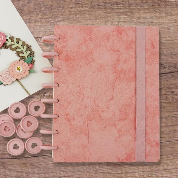 

notepads a5 mushroom hole notebook diary drawing painting graffiti exquisite cover dot grid paper notepad inside page binding discs, Purple;pink