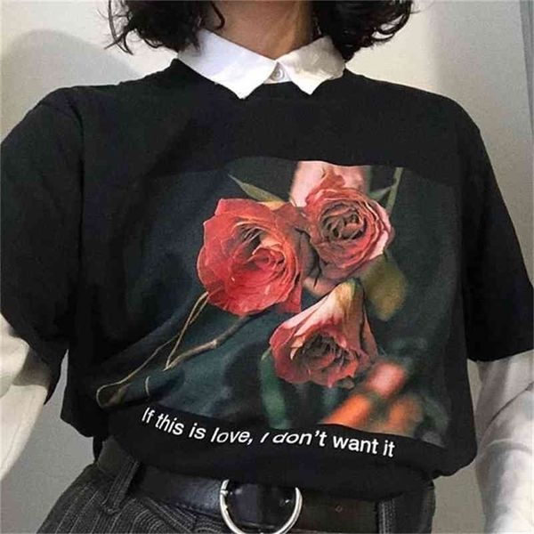 Kuakuayu HJN If This Is Love I Don't Want It Black T Shirt Happy Eating Japanische Mode Ästhetisches T-Shirt 90er Kawaii Anime T-Shirt 210324