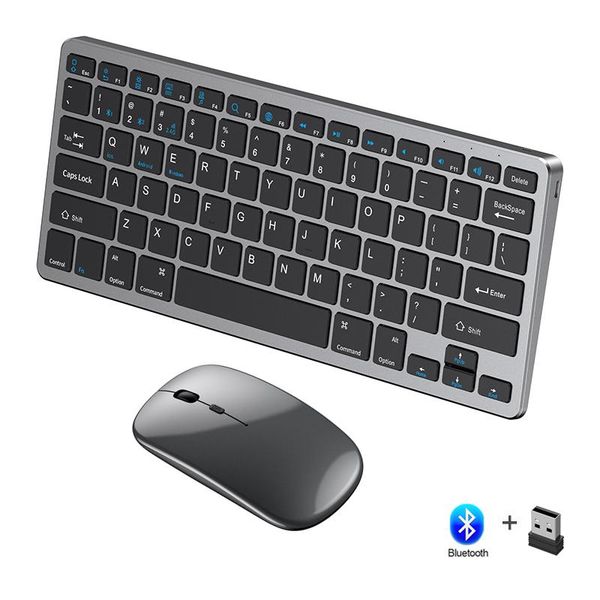 

keyboard mouse combos bluetooth + 2.4ghz three-mode wireless and combo rechargeable set for mac windows pc android
