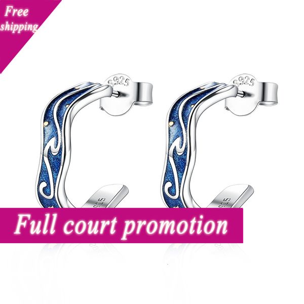 

sterling silver fashion blue oil drop stud s925 star earrings ptee0519, Golden