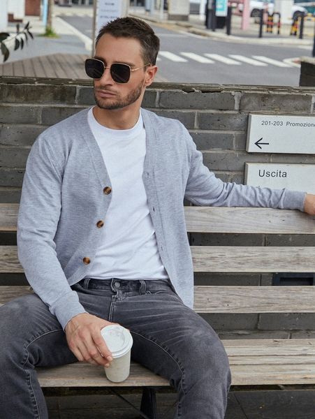 

men solid button front cardigan c8ox#, White;black