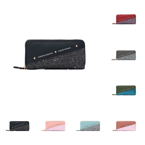 

new money clips purse women's long double zipper large capacity wallet, Black