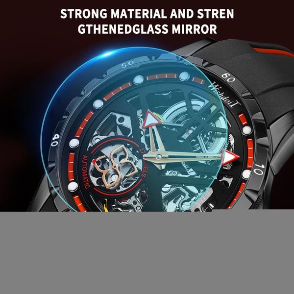 

original fashion men's watch tourbillon automatic hollow machine luminous waterproof 2021 design wristwatches, Slivery;brown