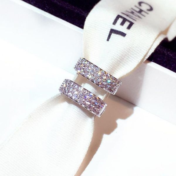 

hoop & huggie fashion korean bling pave zircon earring for women charm cz circle brincos wedding daily jewelry pendant, Golden;silver