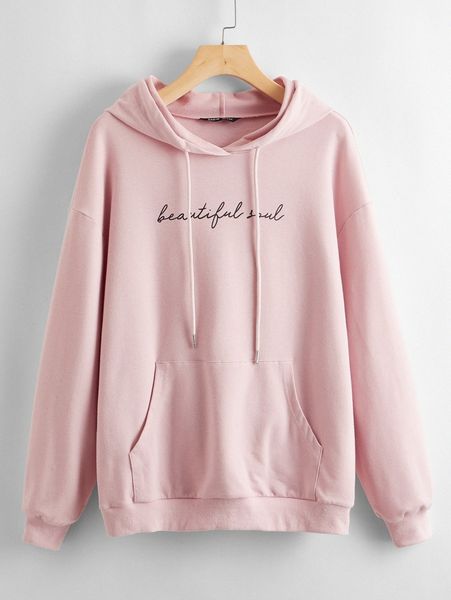 

letter graphic kangaroo pocket hooded pullover m02i#, White;black