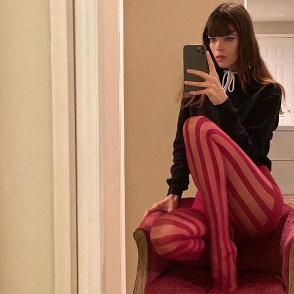 

women's leggings spot in europe and america striped panty-hose, Black