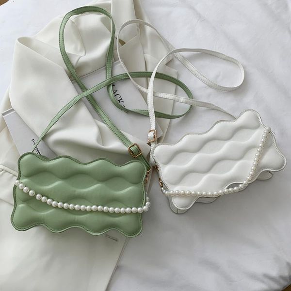 

evening bags fashion women crossbody bag wave embossing casual ladies pearl pu leather purse luxurious messenger